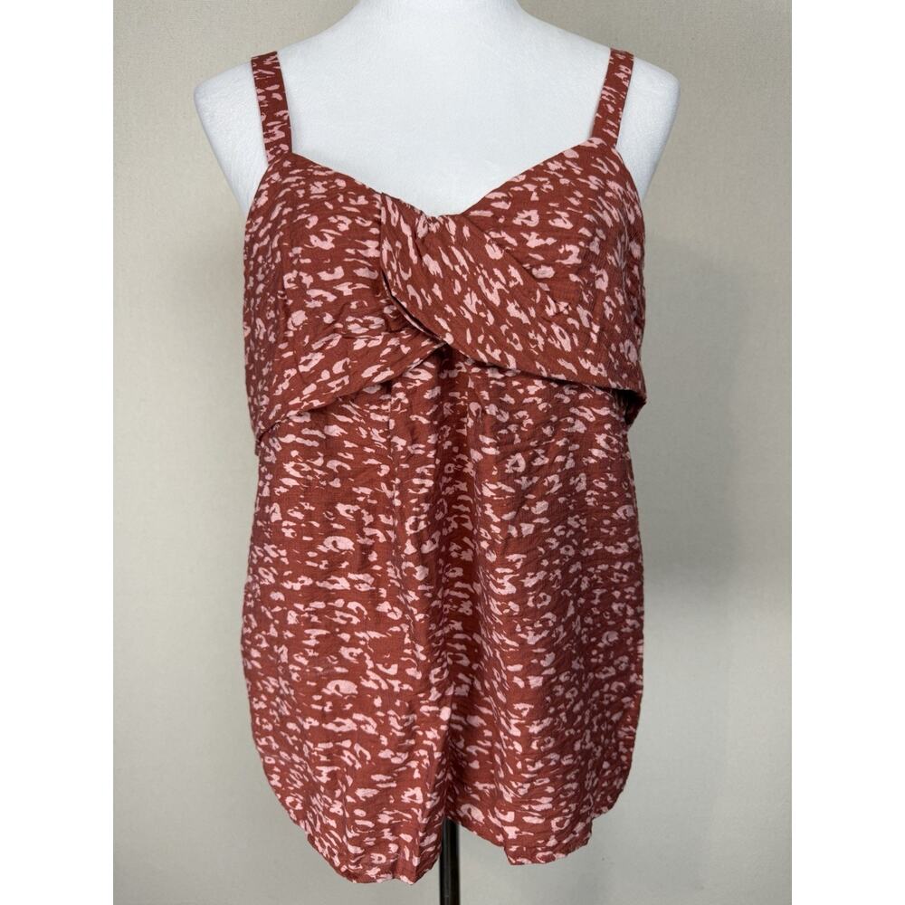 Simply Vera Wang Rust red abstract smocked back‎ tank Women's M Spring Summer